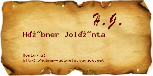 Hübner Jolánta névjegykártya